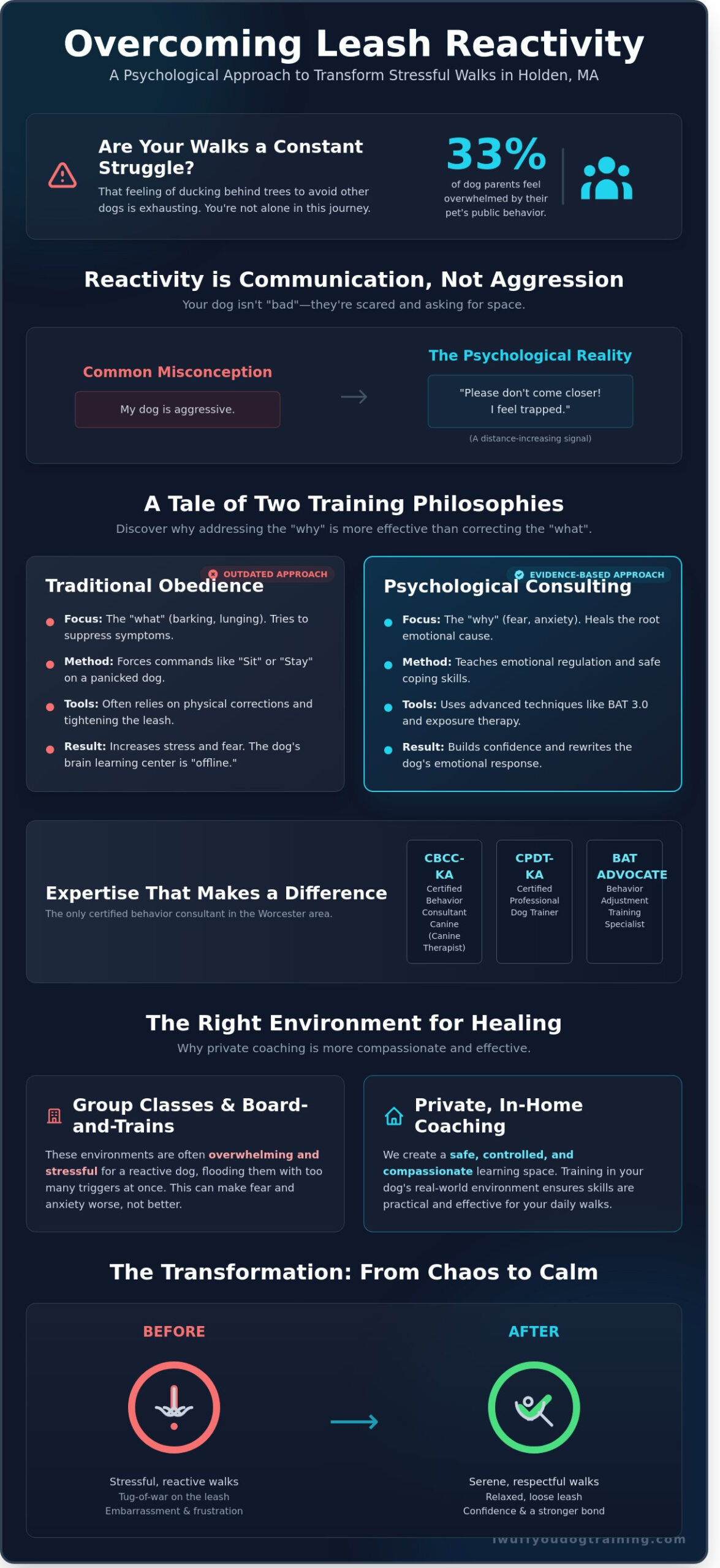 Leash Reactivity Training in Holden, MA: A Science-Based Psychological Approach